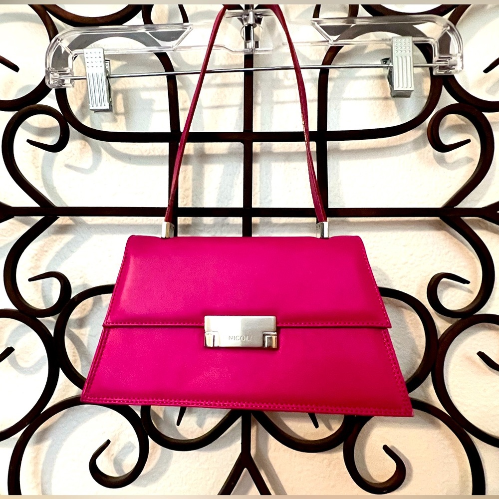 Nicoli Italian made handbag, fuscia.